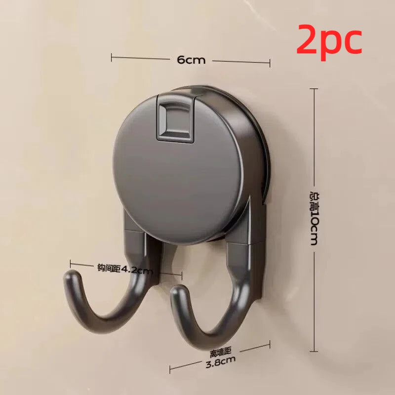 Suction Cup Hook No Drilling Required Bathroom Hooks Kitchen Door Back Clothes Hook Dual Hooks Strong Load-bearing Hooks