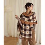 Women’s Plaid Heart-Shaped Winter Blanket Shawl Scarf