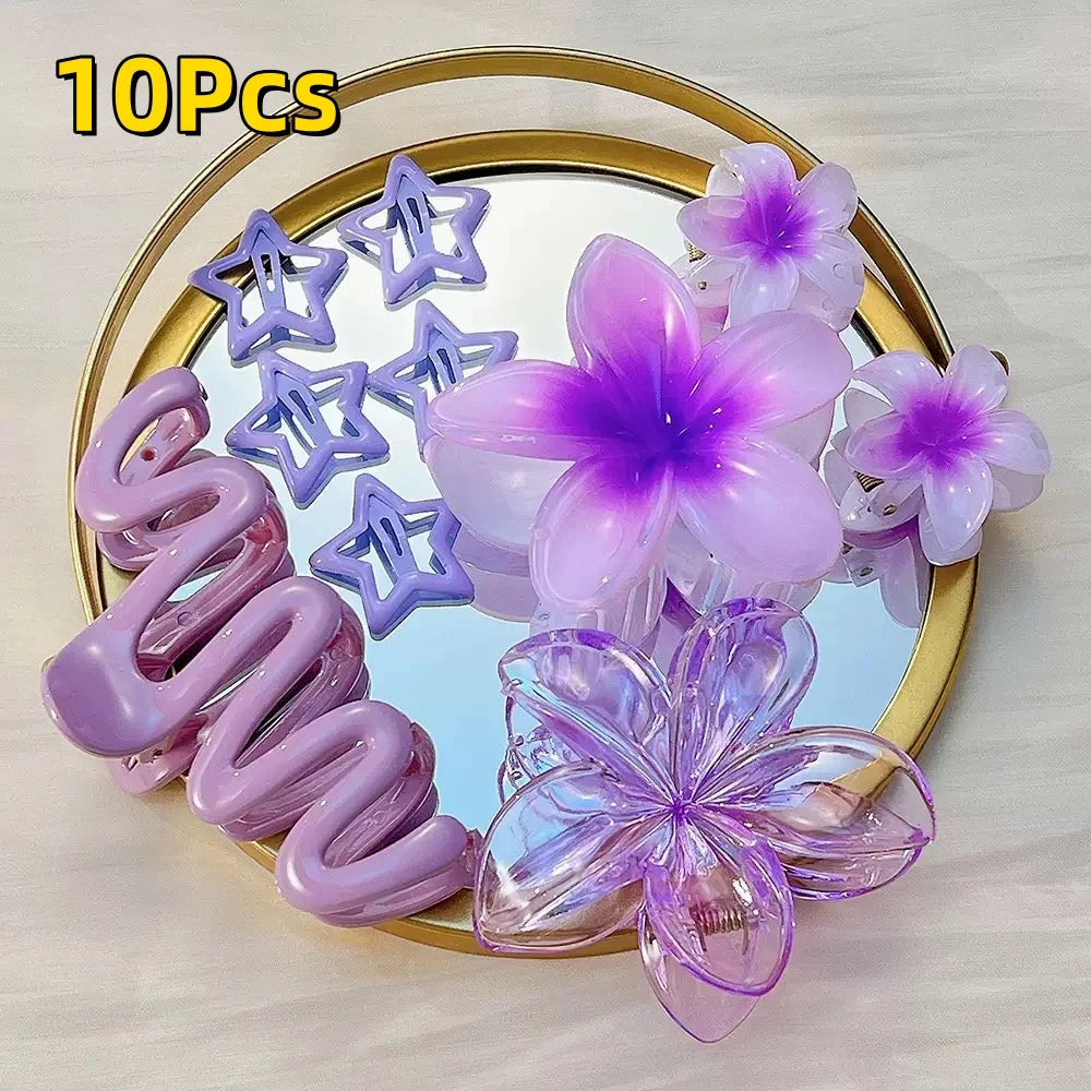 3Pcs/18Pcs Egg Flower Hair Clips Gradient Candy Color Flowers Suitable for Daily Backcombed Ponytail Shark Clip Hair Accessories