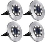 4 Pcs 8LED Solar Power Disk Light Outdoor Garden Solar Underground Light Deck Light Spotlight Buried Solar Led Lamp