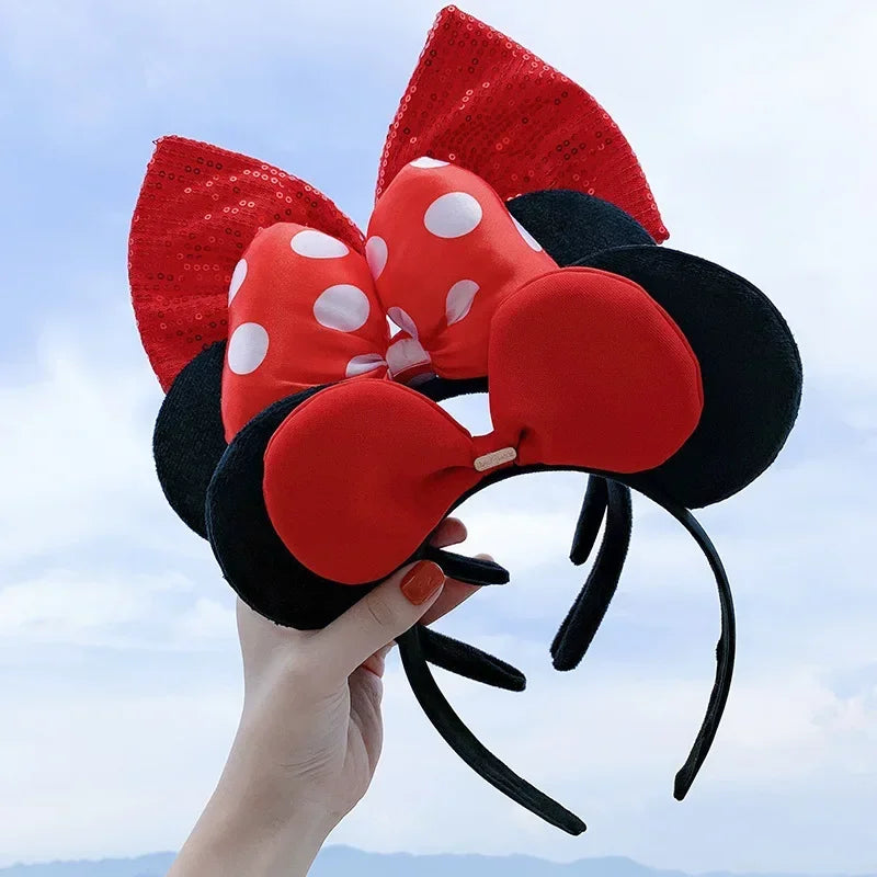 Anime Mouse Ear headband amusement park headband fish-scale sequin mesh party hat girl birthday gift