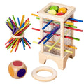 Wooden Stick Board Game Parent Child Interaction Montessori Wooden Toys, 4-sided Acrylic Cylinder Game, Stick Picking Game