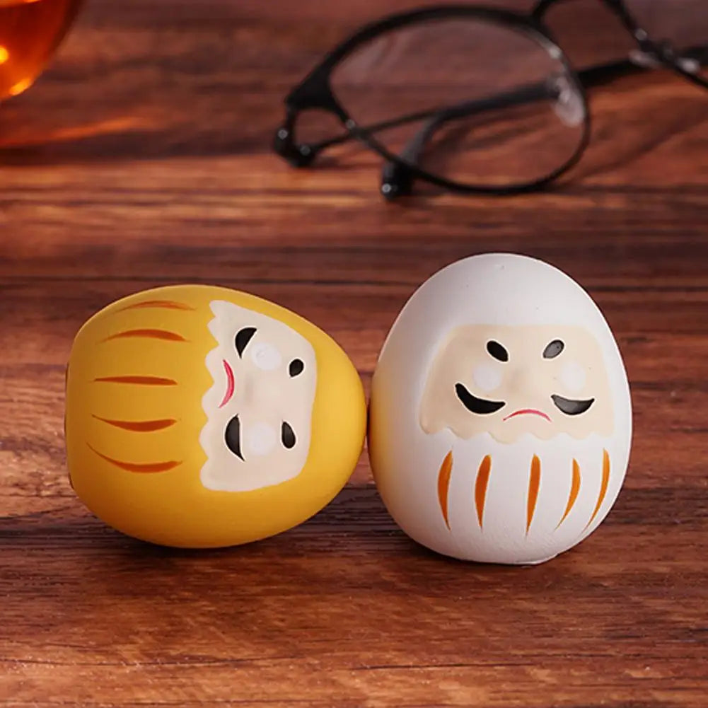 Japanese Ceramic Daruma Doll Miniature Lucky Charm Fortune Ornament for Home Decor Landscape Craft Gift