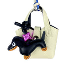 Mini PU Leather Bag For AirPods Case/Lip Balm/Coins With Tiny Dachshund As Decoration-Functional & Decor Leather Pouch-Gift