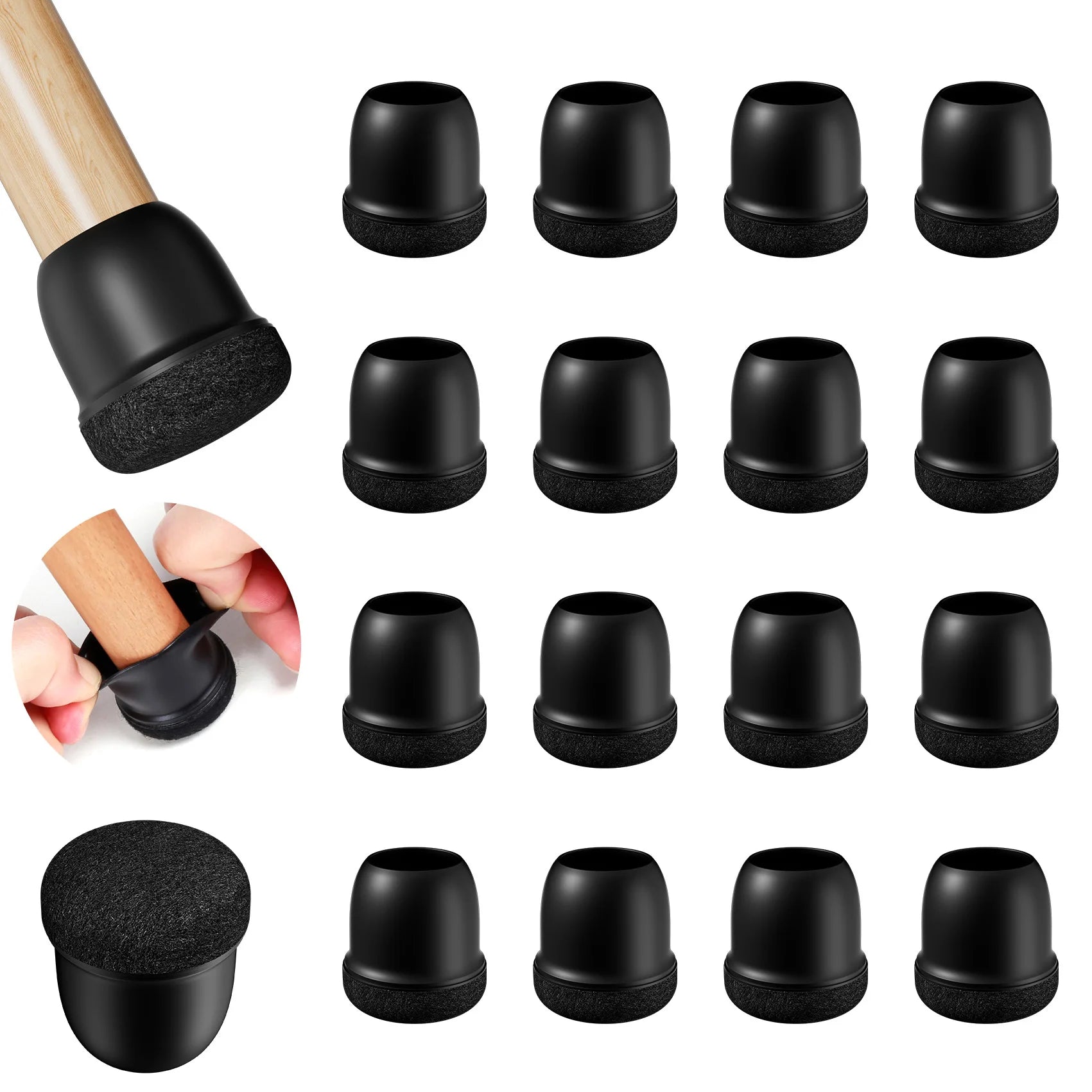 16PCS Chair Leg Protectors Silicone with Thick Wrap Felt Furniture Leg Pads for Protecting Floors from Scratches and Noise