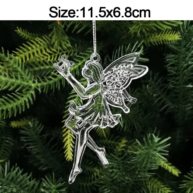 5pcs Christmas Home Decorations Crystal Acrylic Ornaments Snowflake Elk Xmas Tree Hanging Pendants Navidad 2026 New Year Gift