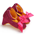 2022 New Infant Newborn Baby Girl High Heels Shoes Princess Bow First Birthday Party Shoes Photo Props Shoes 0-12M