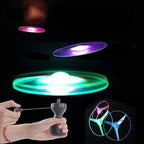 LED Pull String Flying Saucer Toy for Kids Outdoor Play