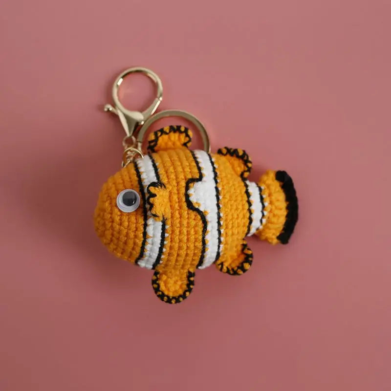 Funny Shrimp Crochet Keychain Cute Ocean Bag Charm