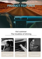 SEAMETAL Car Electric Fan Strong Wind 3-Speed Cooling Fan for Rear Seat Passenger Portable 360 Degree Rotatable Car Air Fan