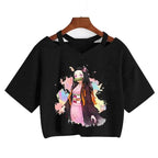 Demon Slayer T Shirt Nezuko Tshirt Women Kimetsu No Yaiba Crop Top Tees Japanese Anime Tanjirou Kamado Tops Manga T-shirt Female