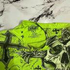 MMA ELITE Cross Skull Print Green Y2K T Shirt Men Loose Fit Streetwear Graphic Tee Oversized Glow Dark Party Ins Popularity Tops