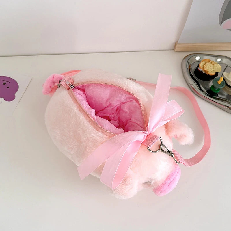 Piglet Plush Bag for Girl Korean Version Large Capacity Lady Shoulder Bag Cartoon Ins Cute Doll Messenger Bag Handbags Crossbody
