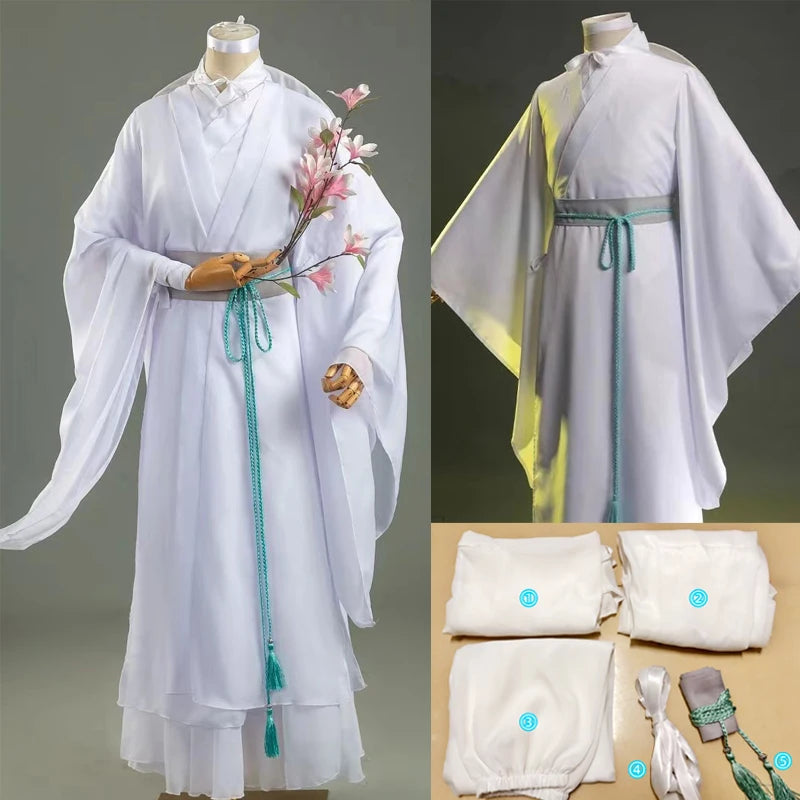 Xie Lian Cosplay Costume Tian Guan Ci Fu Cosplay Xielian Wigs Bamboo Hat Prop Men Women Halloween Comic Full Set Anime Cosplay