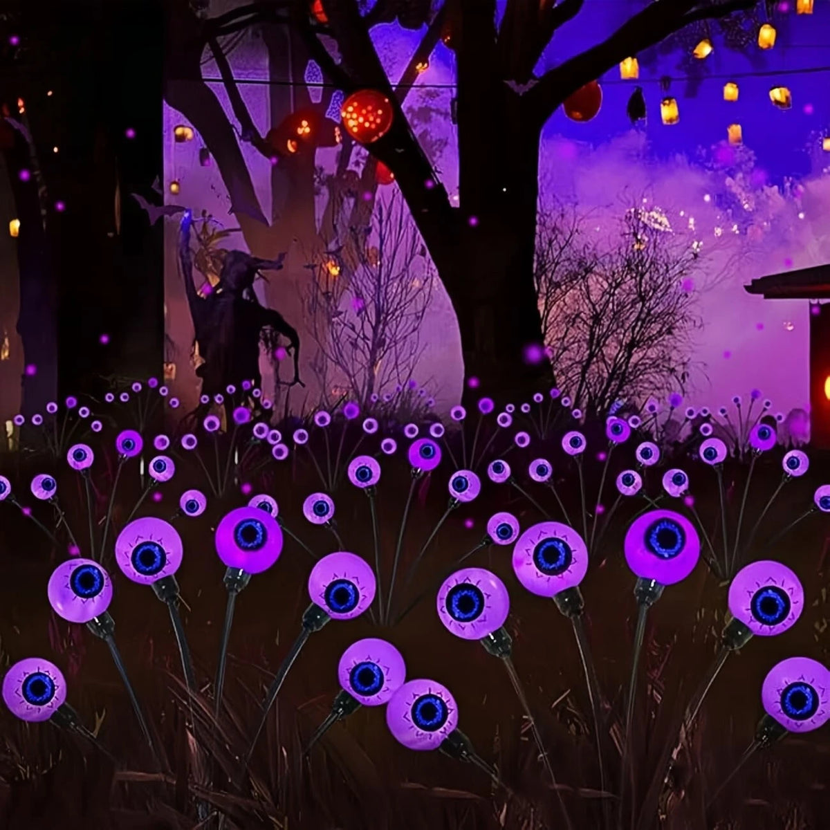 Halloween Outdoor Solar Eyeball Garden Lights Waterproof Purple Green Red LED Lawn Lights Yard Terraces Balcony Horror Decor