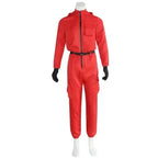 Kids Red Game Jumpsuit Cosplay Party Tracksuit Outfits Props Role Play Classic Costume Belt Full Mask Set