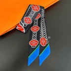 Fashion Women Hair Scarf 2024 New Brand Design Luxury Silk Scarf Fashion Print Headband Skinny Bag Scarves Neckerchief
