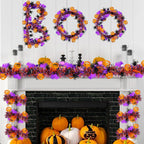 2m Halloween Tinsel Garland with Pumpkin Spider Bat Shiny Metallic Twist Garland for Home Tree Indoor Outdoor Party Decorations