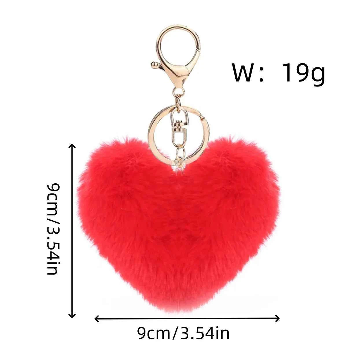 Heart Plush Pom Pom Keychain Fashion Bag Charm