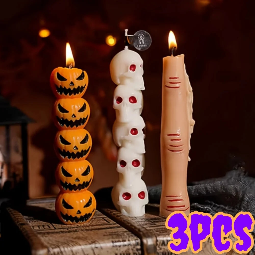 1/3pcs Halloween Scented Candles Long Stick Gothic Soy Wax Decorations for Party Home Festive Atmosphere Holiday Ornaments Gifts