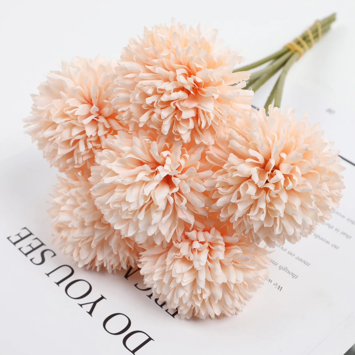 6 Artificial Dandelion and Chrysanthemum Ball Bouquets - Perfect for Home, Office, Coffee Shop, Garden Party, Wedding Decoration