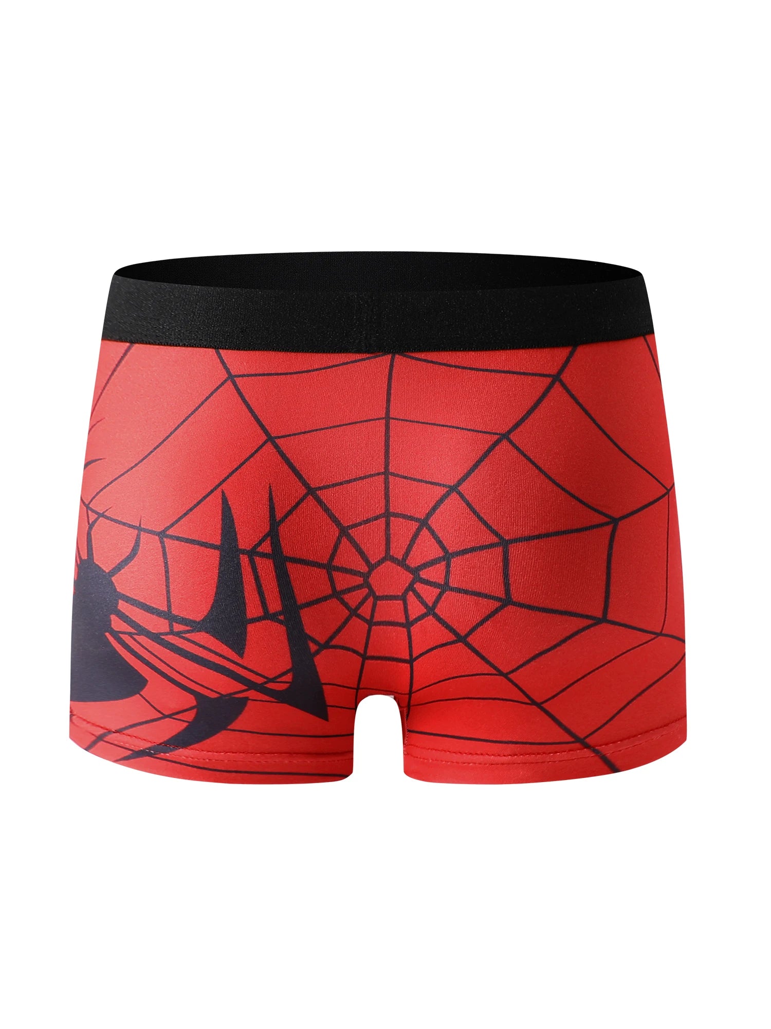 5-Piece Mixed Pack of Boys' Underwear with Spider Print, Cartoon Design, Soft and Comfortable, Casual Cool Street Style for Boys Aged 4-10