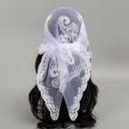 Lace Paisley Embroidery Bandana Square Scarf Elegant Breathable Silk Scarves Women Sunscreen Lightweight Shawl Headband