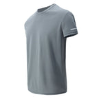 2/4/6-Pcs Four Seasons Men's Solid Color Round Neck Short Sleeve Top With Printed Cuffs Youth Sports And Leisure Fashion T-Shirt