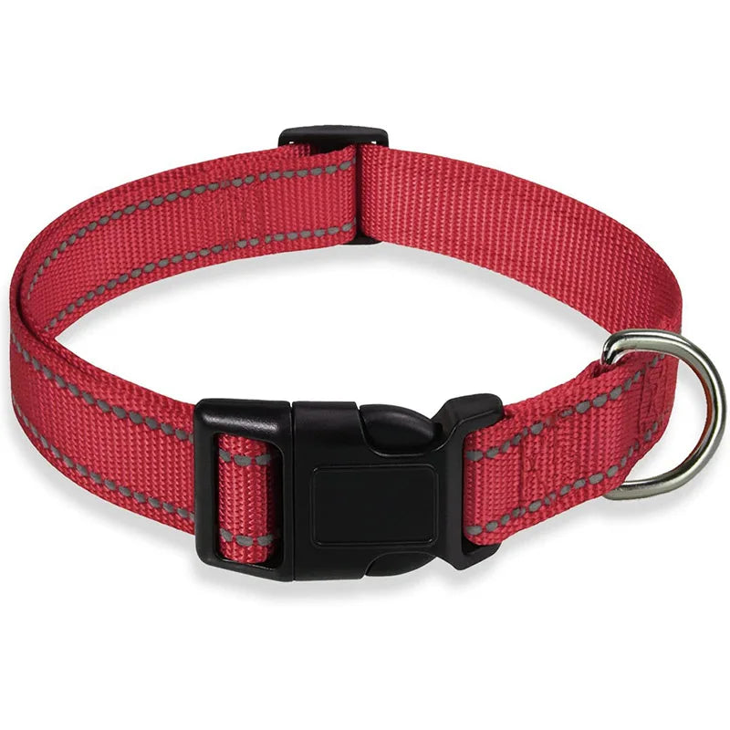 Reflective Dog Collar Strap With Adjustable Safety Nylon Pet Collar Pet Traction Rope Suitable For Small And Medium-Sized Pets - WTN Essentials 