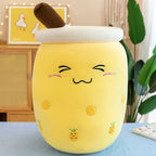 Cute Stuffed Boba Plush Bubble Tea Real-life Bubo Food Milk Cup Plushie Pillow Soft Kawaii Plush Toys Gifts for Kids Adult 24CM