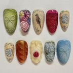24pcs Gradient Black False Nails Cute Cartoon Cat's Eye Forest Elf Girl Press On Nails Glossy Almond Sweet Cool Fake Nail Tips