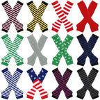 Warmer Knitted Long Fingerless Gloves Elbow Mittens Christmas Acces Gift Fashion Women Emo Gloves Lady Striped Elbow Gloves