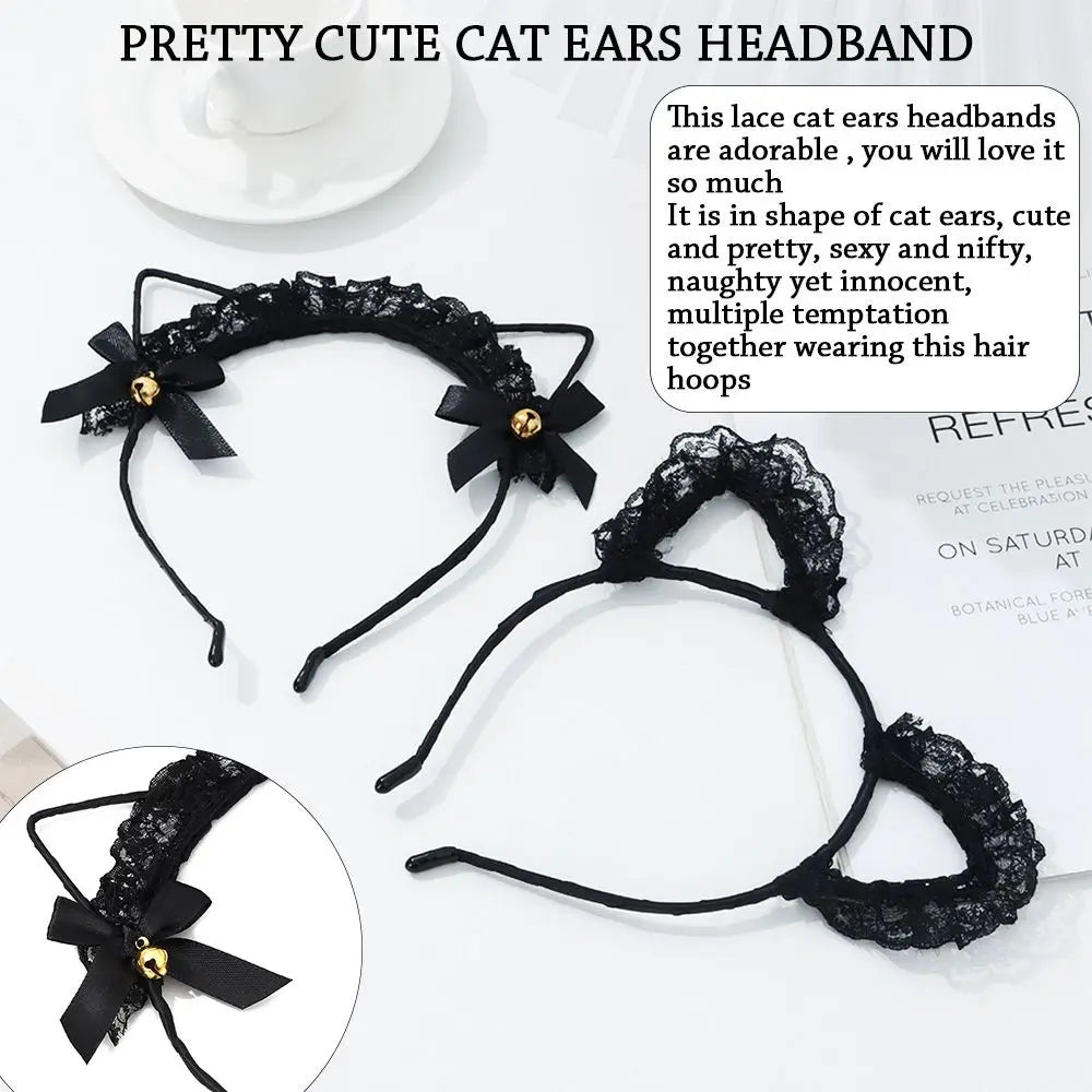 Cute Lace Black Cat Ears Headband Women Girls Hair Hoop Party Decoration Sexy Lovely Cosplay Halloween Costume Hair Accessories