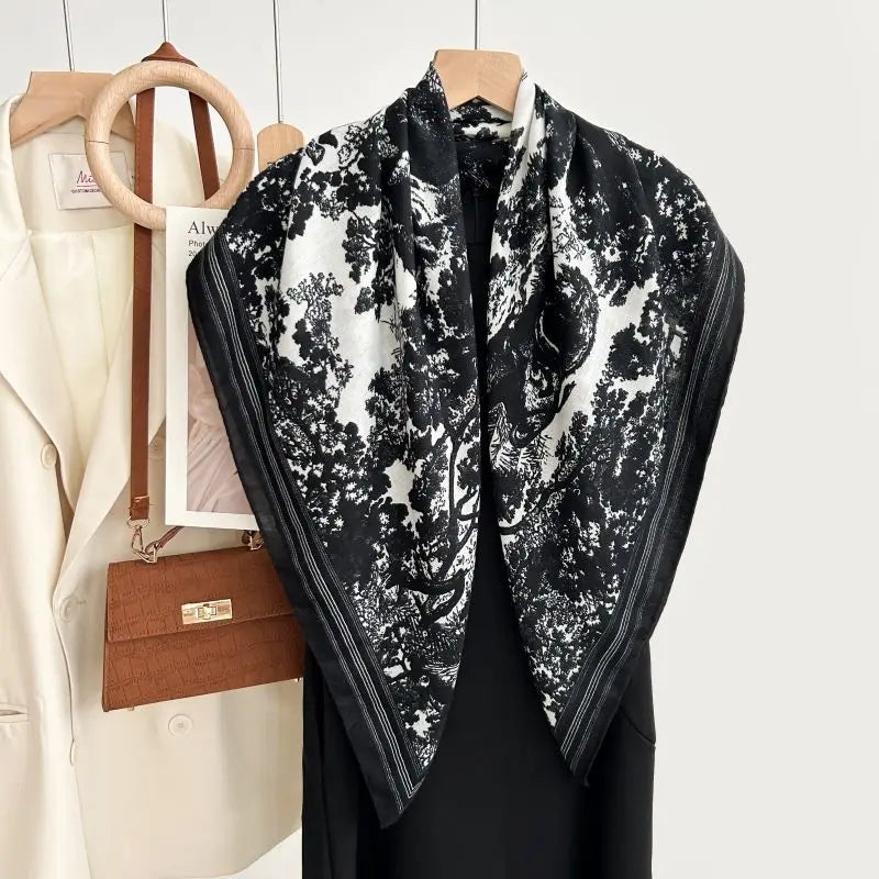 Spring Scarf Women's Luxury Design Scarf Silk Smooth Scarf Soft Muslim Headband Shawl Beach90x90cm