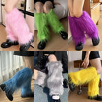 Foot Cover Faux Fur Furry Leg Warmers 40cm Japanese Style Lolita Boots Cover Kawaii Y2K Warm Knee Sleeve Autumn/Winter