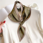 Luxury Brand Horse Print Skinny Neckerchief Scarf For Women Satin Silk Ribbons Bandana Ladies Neck Tie Wrist Wrap Shawl Echarpe