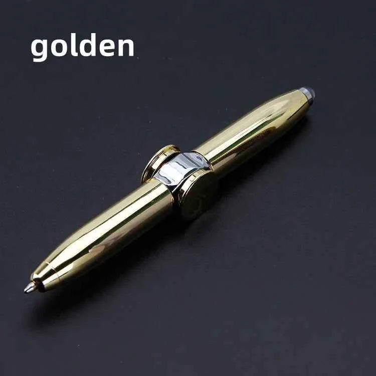 Multifunctional Decompression Finger Rotate Luminous Gyro Pens Toy Fidgets Spinner LED Light Ballpoint Pen Metal Gyro Pen Gift