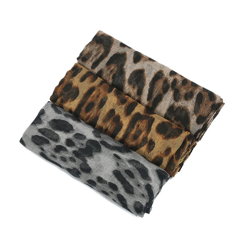 Boho 1pc Fashionable Leopard Print Batik-Style Soft Lightweight Women's Scarf Shawl Suitable For Daily Commuting & Outdoor Wear