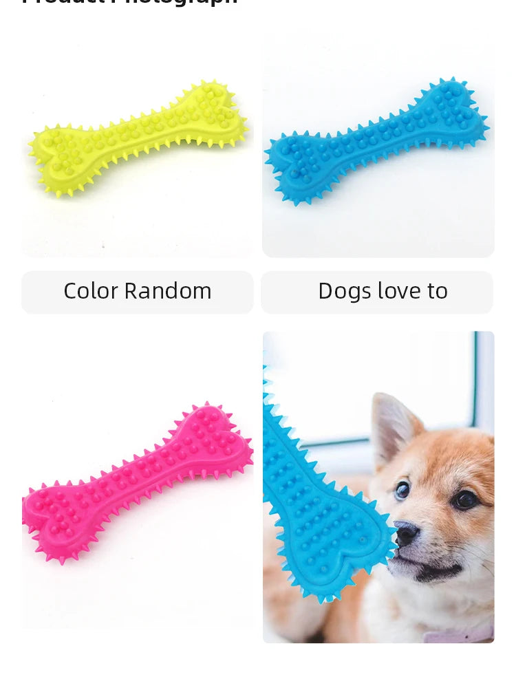 1PCs Pet Chew Toy Soft Rubber Bite-resistance Bone Shape Teeth Grinding Chewing Toys for Small Dogs Training Pet Supplies