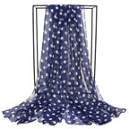 Polka Dot Scarf Ladies Women's Scarf Chiffon Scarf Soft Head Wraps Women's Lady Summer Sunscreen Air Conditioner Shawl