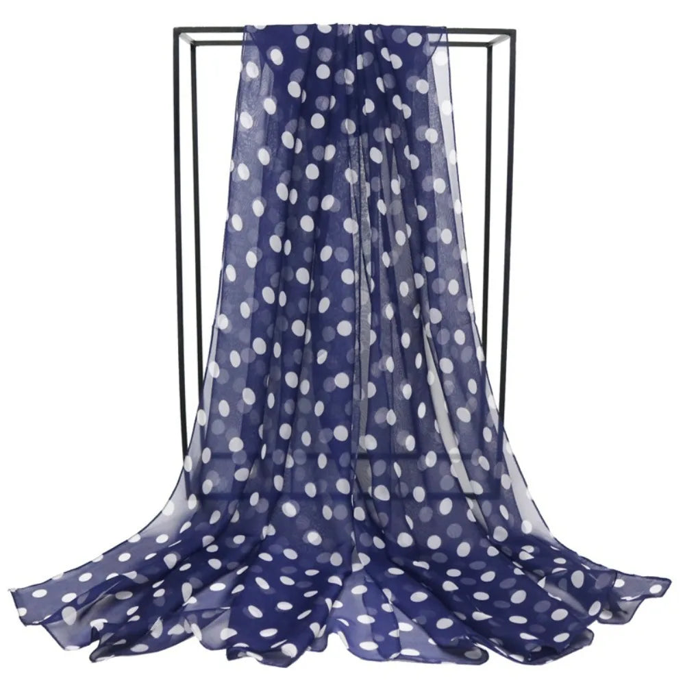 Polka Dot Scarf Ladies Women's Scarf Chiffon Scarf Soft Head Wraps Women's Lady Summer Sunscreen Air Conditioner Shawl