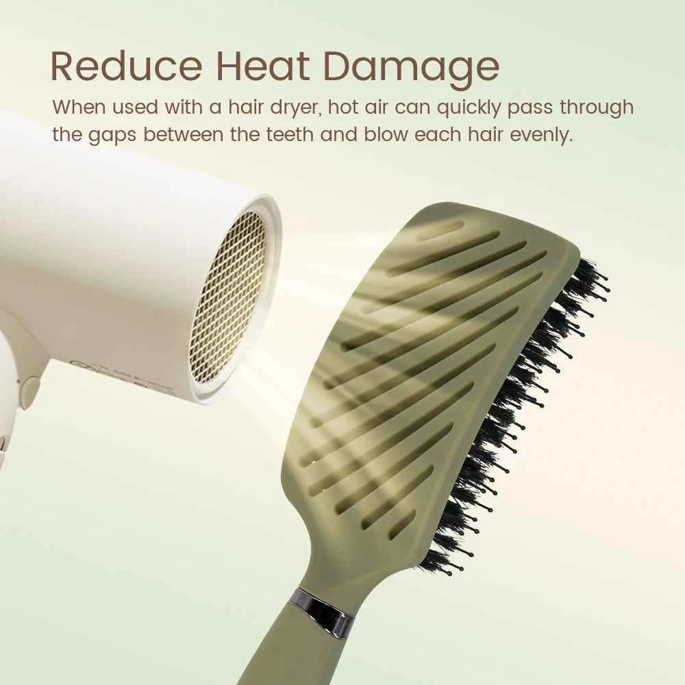 1PC Boar Bristle Detangling Hair Comb Hollow Out Hair Brush Anti-Static Scalp Massage Hairbrush Salon Styling Tools For Gifting