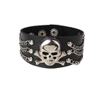 Punk Fashion Men Black Cuff Leather Bracelet Wristband Metal Rivets Stud Charm 80s Wrap Bangle for Women Rock Gothic Jewelry