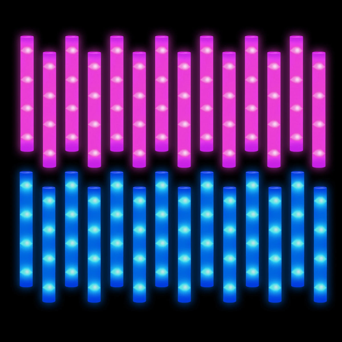 120-30PCS LED Foam Glow Sticks Glow Party Supply with 3 Modes Glow Stick for Wedding for Birthday Concert Halloween Christmas