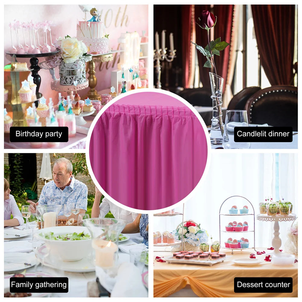 2pcs/set Disposable Paper Tablecloth Skirt Set Rectangular Table Cover And Table Skirt Party Supplies For Events Decoration