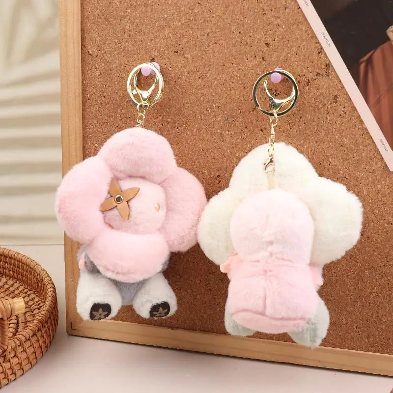 1PCS Sunflower Plush Hanging Ornament Backpack Hanging Chain Car Keychain Women's Bag Pendant