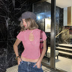 Stripe pattern casual tops chic cotton fashion Y2K tops cute silm rock aesthetic urban emo girls hip hops harajuku women t-shirt