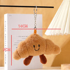 Kawaii Plush Keychain Cartoon Croissant Design for Car Keys Bag Charm Cute Girl Gift Pendant