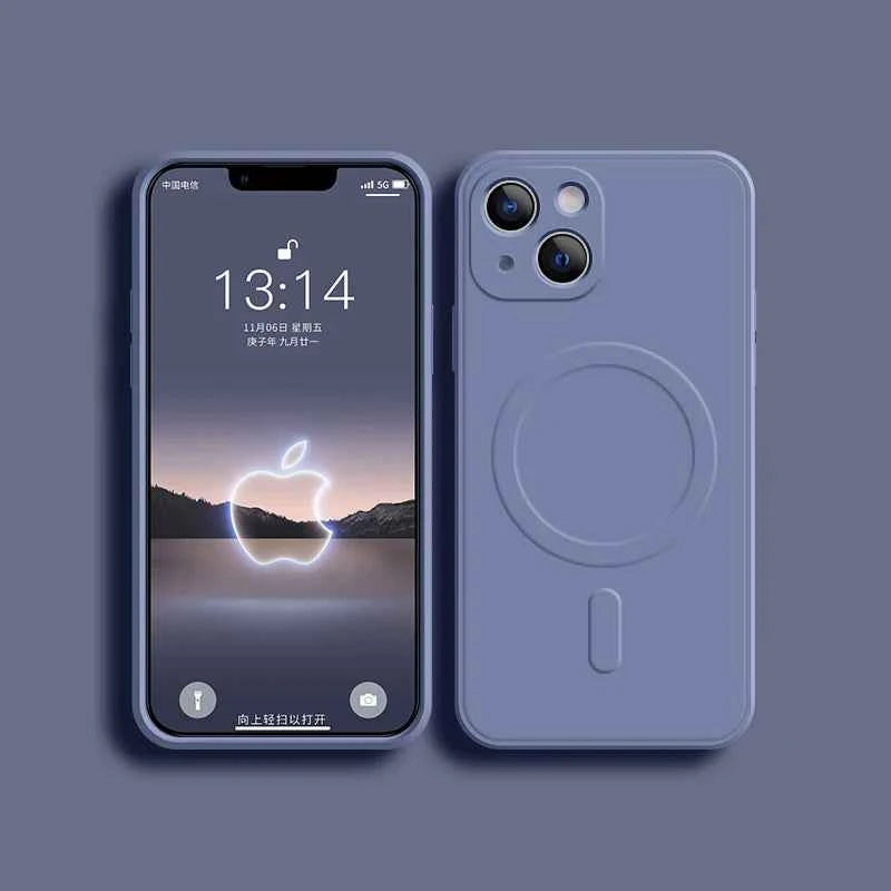 For Magsafe Magnetic Wireless Charge Case For iPhone 14 13 12 11 15 Pro Max Mini XR X S 7 8 Plus Soft Liquid Silicone Back Cover