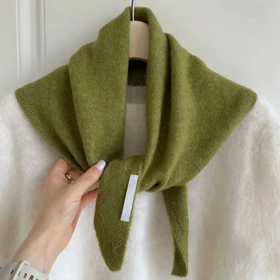 British Korean Style Niche Wool Knitted Triangular Scarf Women Headscarf Knitted Scarf Multi-functional Warm Knitted Scarf